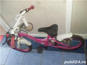 Bicicleta copii 14" JUNIOR J1402A, cadru otel, culoare roz / alb, roti ajutatoare, varsta 3-5 ani - imagine 5