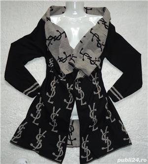 Jacheta cardigan dama monograme supradimensionate pardesiu poncho all seasons YSL - imagine 2