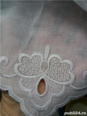 Perdea alba, matase vegetala, broderia in partea inferioara- 142x180 cm - imagine 3