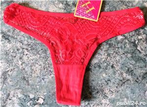 HOT! Chiloti tanga sexy fete femei dantela semitransparenti rosu aprins mar. S M (noi-eticheta)