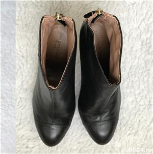 Botine negre dama piele Zara Collection by Basic ghetute sexy femei stiletto toc cui fermoar spate  - imagine 2