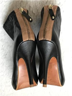 Botine negre dama piele Zara Collection by Basic ghetute sexy femei stiletto toc cui fermoar spate  - imagine 9