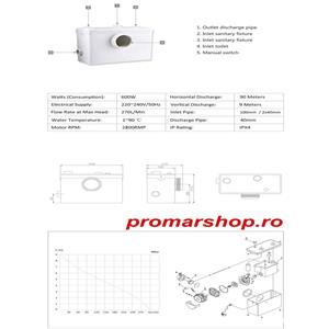 Pompa de toaleta pentru subsol Sanitrit H100 - imagine 5