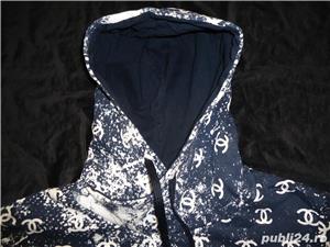 Hanorac gluga dama bleumarin stropi albi hoodie femei bluza sport casual 100% bumbac - imagine 8