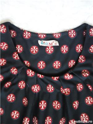 Rochie dama maneca trei sferturi Tory Burch buzunare curea piele ecologica burgundy cocktail office - imagine 3