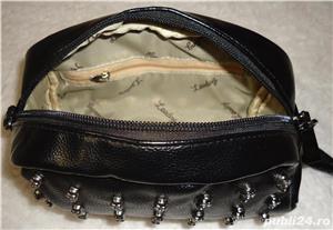 Mini geanta neagra dama 77 cranii borseta umar sold piele ecologica rock punk steampunk moto chopper - imagine 6