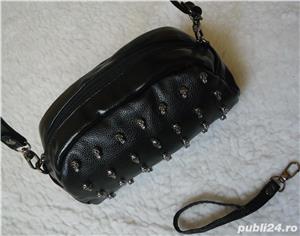 Mini geanta neagra dama 77 cranii borseta umar sold piele ecologica rock punk steampunk moto chopper - imagine 5