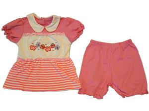 Costumas de vara roz cu fluturasi pentru fete