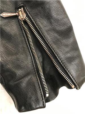 Geaca neagra barbati piele HARRO moto motor motociclist chopper rocker pilot strada 3 buzunare - imagine 8