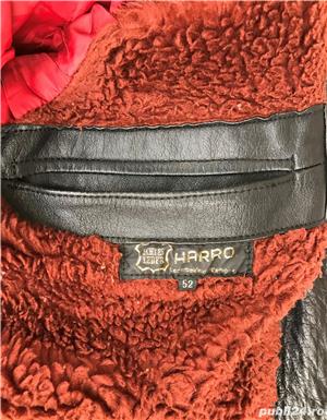 Geaca neagra barbati piele HARRO moto motor motociclist chopper rocker pilot strada 3 buzunare - imagine 9