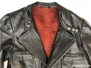 Geaca neagra barbati piele HARRO moto motor motociclist chopper rocker pilot strada 3 buzunare - imagine 10