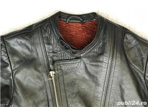 Geaca neagra barbati piele HARRO moto motor motociclist chopper rocker pilot strada 3 buzunare - imagine 6