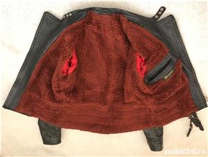 Geaca neagra barbati piele HARRO moto motor motociclist chopper rocker pilot strada 3 buzunare - imagine 3