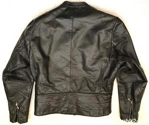 Geaca neagra barbati piele HARRO moto motor motociclist chopper rocker pilot strada 3 buzunare - imagine 7