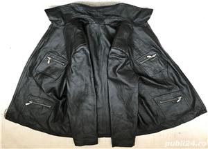 Jacheta neagra barbati piele naturala miel fina tip manusa 6 buzunare geaca superba casual eleganta - imagine 6