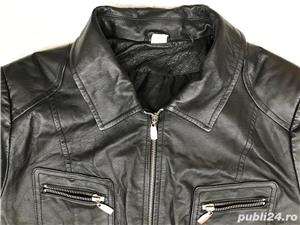 Jacheta neagra barbati piele naturala miel fina tip manusa 6 buzunare geaca superba casual eleganta - imagine 8