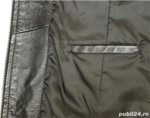 Jacheta neagra barbati piele naturala miel fina tip manusa 6 buzunare geaca superba casual eleganta - imagine 5