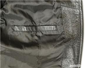 Jacheta neagra barbati piele naturala miel fina tip manusa 6 buzunare geaca superba casual eleganta - imagine 9