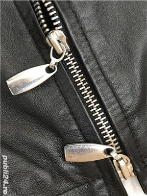 Jacheta neagra barbati piele naturala miel fina tip manusa 6 buzunare geaca superba casual eleganta - imagine 7