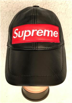 Sapca unisex piele neagra marime universala circumferinta reglabila scai logo Supreme - imagine 3