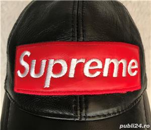 Sapca unisex piele neagra marime universala circumferinta reglabila scai logo Supreme - imagine 10
