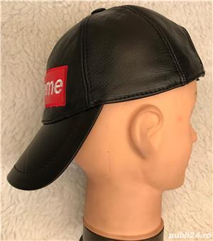 Sapca unisex piele neagra marime universala circumferinta reglabila scai logo Supreme - imagine 7