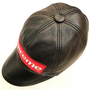 Sapca unisex piele neagra marime universala circumferinta reglabila scai logo Supreme - imagine 8