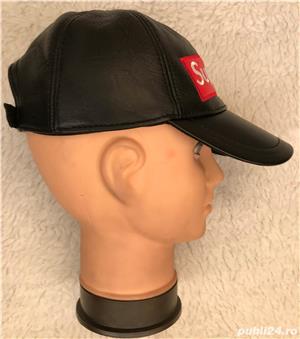 Sapca unisex piele neagra marime universala circumferinta reglabila scai logo Supreme - imagine 4