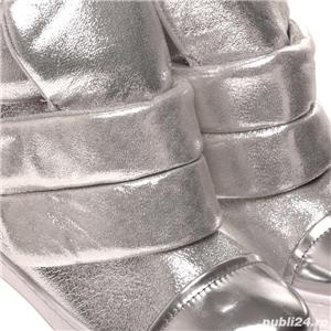 Sneakers argintii dama ghete metalizate platforma ascunsa piele ecologica botine femei - imagine 7