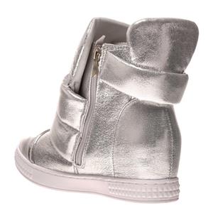 Sneakers argintii dama ghete metalizate platforma ascunsa piele ecologica botine femei - imagine 5