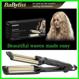 Placa tripla ceramica profesionala Babyliss Wave Envy invelis titaniu antistatic bucle mari profunde - imagine 6