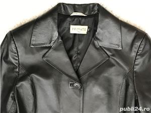 Pardesiu negru dama piele PRIVATE Made in Italy palton primavara toamna haina jacheta neagra femei