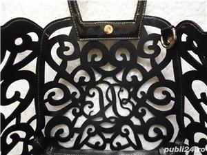 Geanta lac neagra dama set 2 in 1 poseta portofel piele ecologica lacuita Ralph L