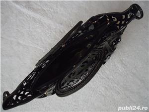 Geanta lac neagra dama set 2 in 1 poseta portofel piele ecologica lacuita Ralph L - imagine 9