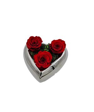 Aranjament 3 Trandafiri Criogenati Wide Flowers, in inima lunii - imagine 3