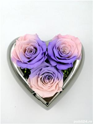 Aranjament 3 Trandafiri Criogenati Wide Flowers, in inima lunii - imagine 4