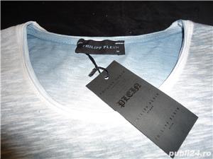 Tricou barbati alb gri prespalat maneca scurta imprimeu cap de mort supradimensionat steag AMERICA - imagine 8