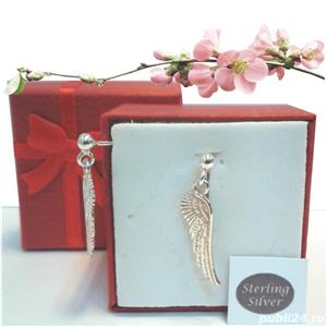 Cercei argint tija biluta cu aripi inger 20 mm