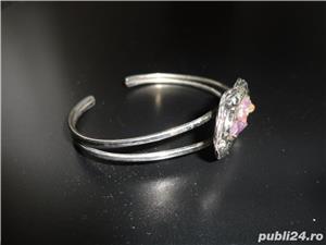 bratara inox cu bucati de ametist - imagine 2