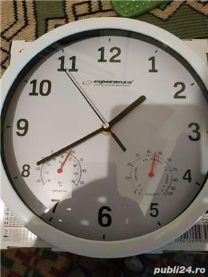 Ceas de perete cu termometru și hidrometru pentru umiditate,nou,funcționează cu baterieAA,silențios