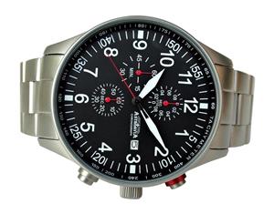    www autenticshop ro - ASTROAVIA N57S model Pilot Aviator Bratara Metalica Cronograf Quartz Inox - imagine 2