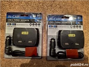 Prelungitor bricheta auto 3 Socket + 2 porturi USB / 12V/24V