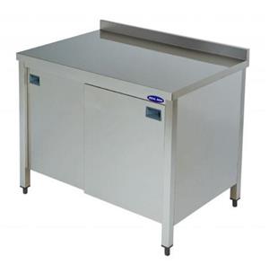  Masa de lucru inox andorsata cu usi glisante