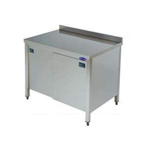 Masa de lucru inox andorsata cu usi glisante