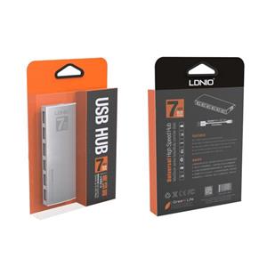 Hub  cu 7 porturi USB si cablu Micro USB, argintiu,nou - imagine 2