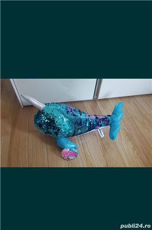 Pluș Balena din paiete reversibile 45 cm 