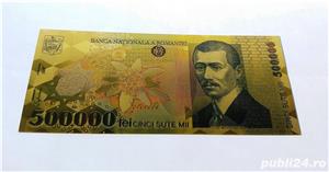 Bancnota 500000 Lei 2000 BNR Ghizari aur 24k colectie certificat UNC gold - imagine 3