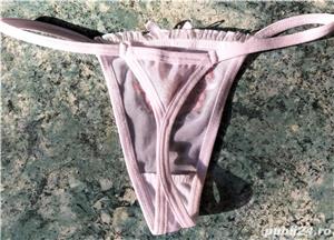 HOT! Chiloti tanga tentatie super mini albi plasa transparenti snur fete femei marime XS S (NOI)