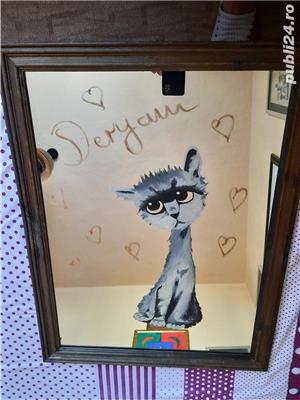 Oglindă veche pictata - imagine 4