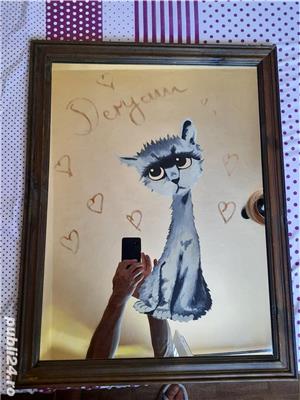 Oglindă veche pictata - imagine 2